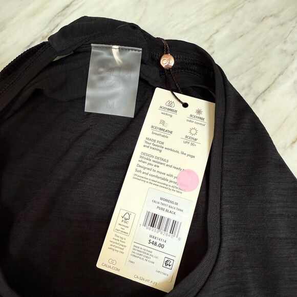 CALIA Women's Twist Back Tank top Pure Black size M NWT - Picture 5 of 8